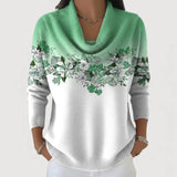 Bonnie floral cowl neck jumper in Mint, view 6