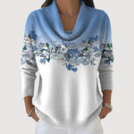 Bonnie floral cowl neck jumper in Sky Blue, view 2