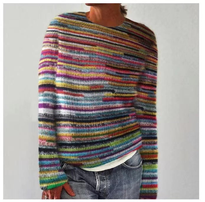 Brenda striped knitted jumper, front view