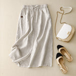 Linen button front midi skirt in White, view 3
