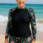SereniSea UV protection swim rash set in Black Multicolour, view 3