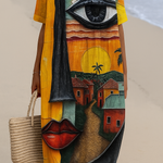 Tania art print cotton dress, front view