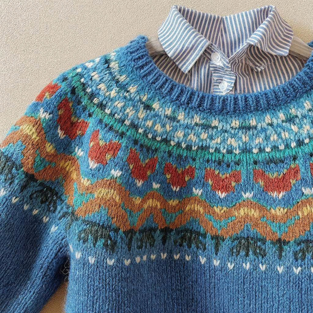 Vera blue Nordic knit jumper, view 2