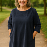 Marley soft cord tunic in Dark Blue, view 6