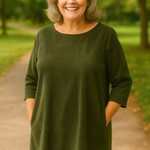 Marley soft cord tunic in Green, view 8