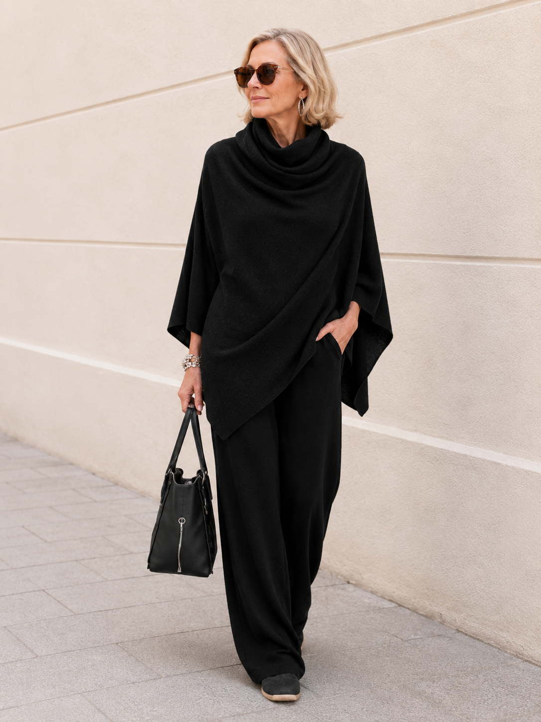 Seraphine draped top and wide-leg trouser set, view 2