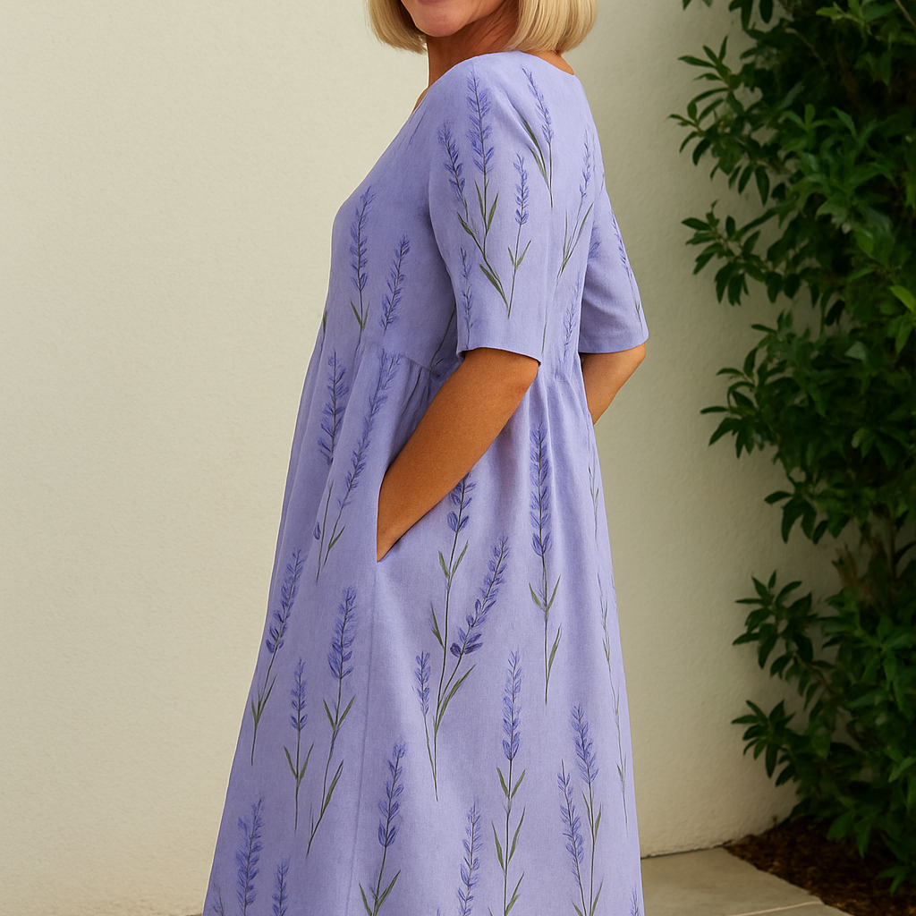 Eliza Relaxed Midi Dress in Lavender, view 4