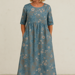 Eliza Relaxed Midi Dress in Light Blue, view 6
