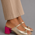 Marguerite golden mule heel sandal, front view
