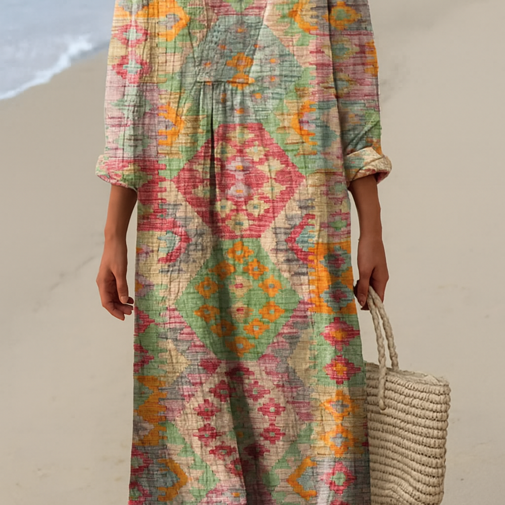 Virginia printed summer dress, front view