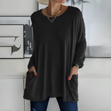 Moira relaxed long sleeve top, front view