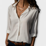 Natalie elegant blouse in White, front view