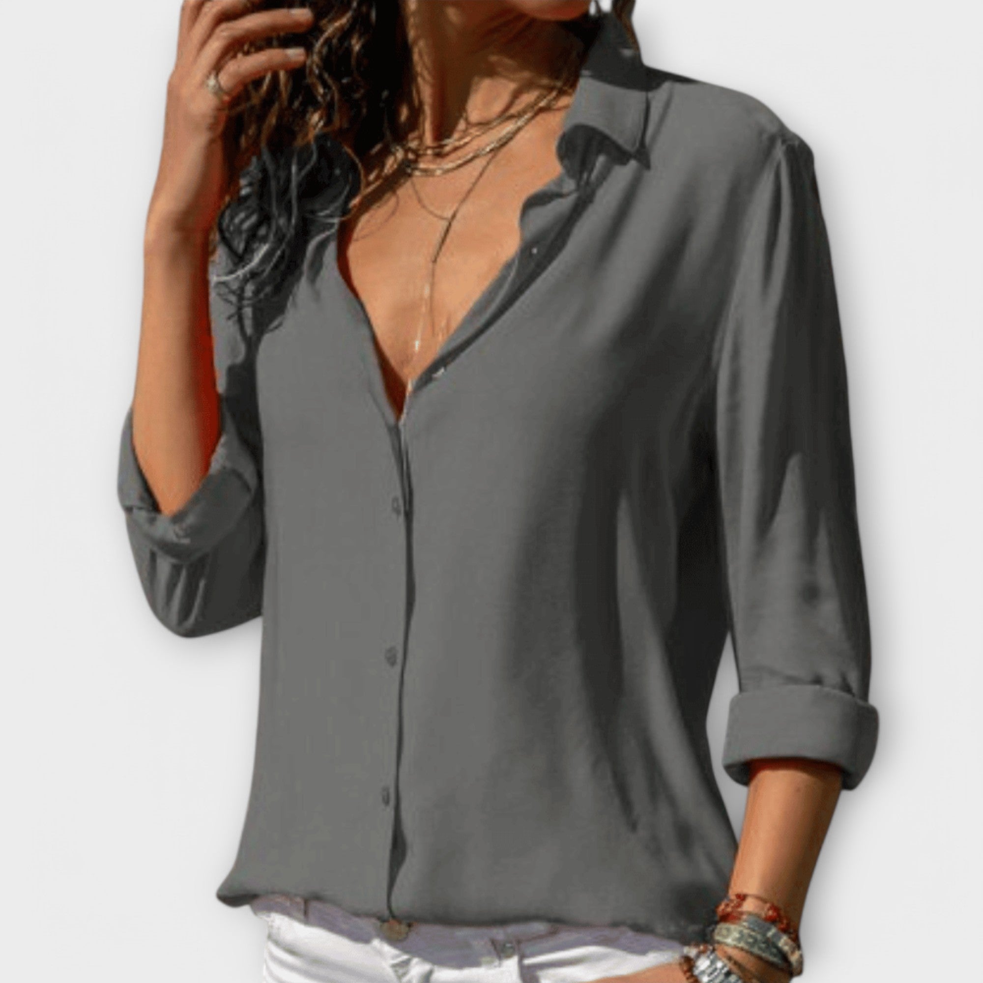 Natalie elegant blouse in Grey, view 3