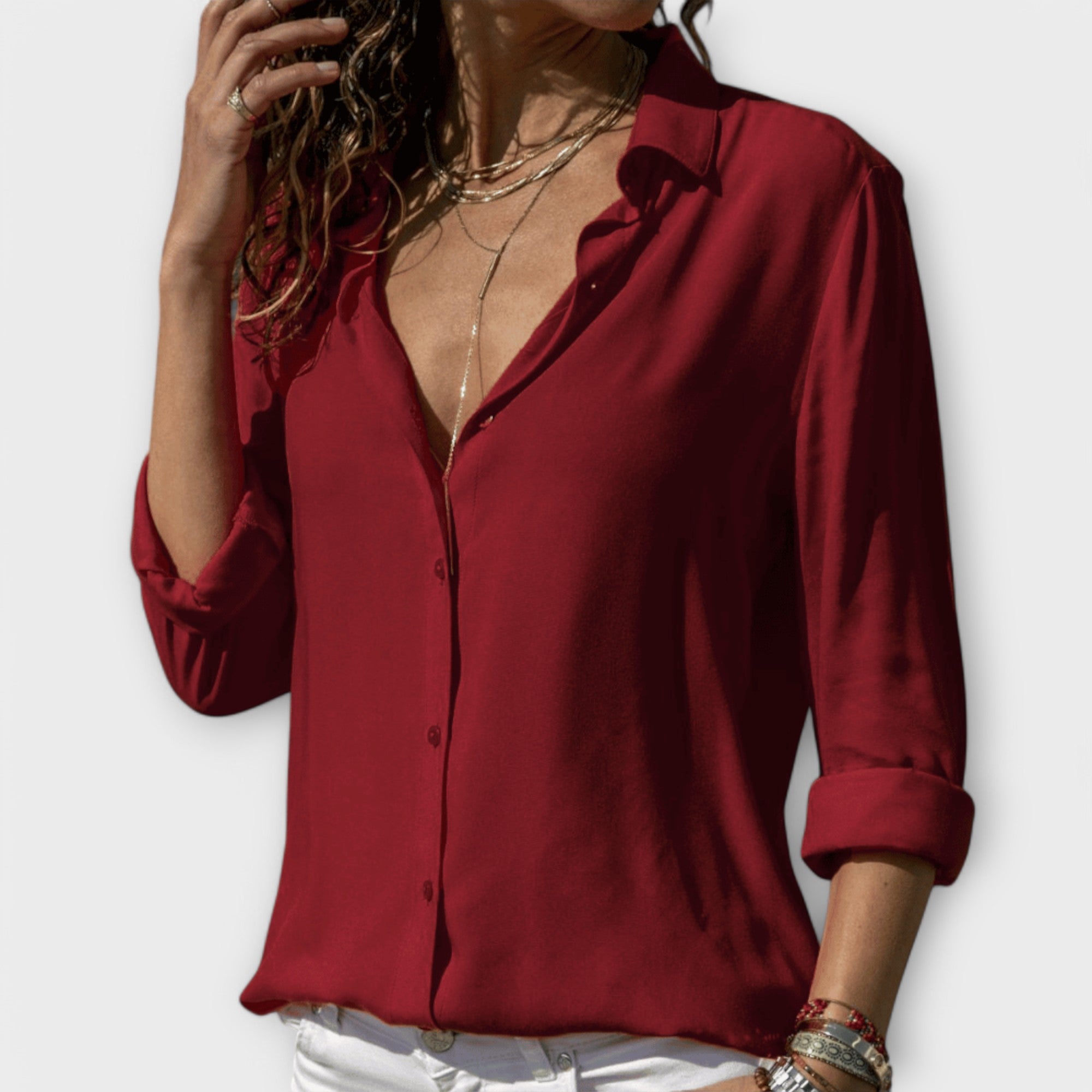 Natalie elegant blouse in Red, view 4