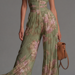 Zineb Green Floral Pleated Jumpsuit, view 2