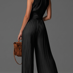 Hester black V-neck sleeveless trouser set, view 5