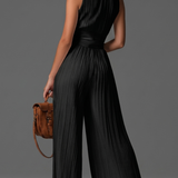 Hester black V-neck sleeveless trouser set, view 5