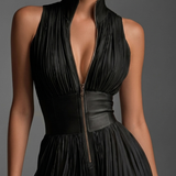 Hester black V-neck sleeveless trouser set, view 2