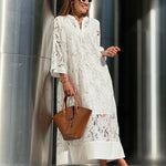 Luana white lace summer dress, front view