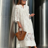 Luana white lace summer dress, front view