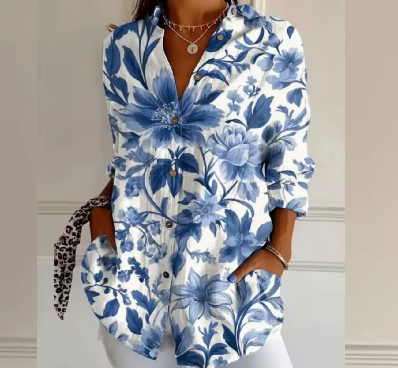 Brooklyn blue floral blouse, view 2