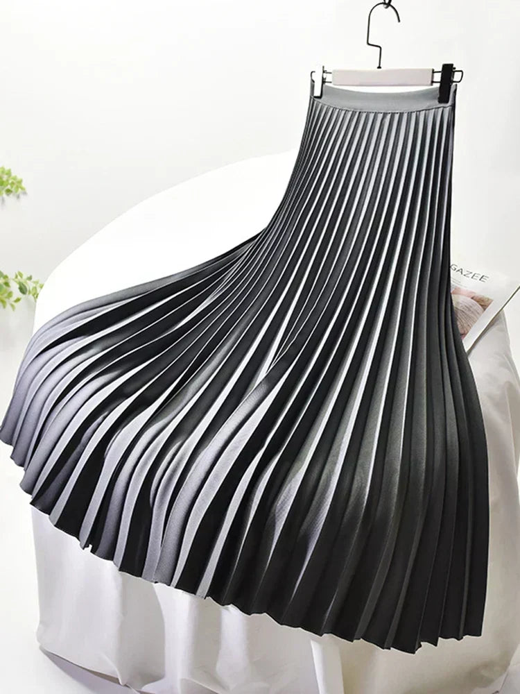 High waist pleated midi skirt in Grey, view 4