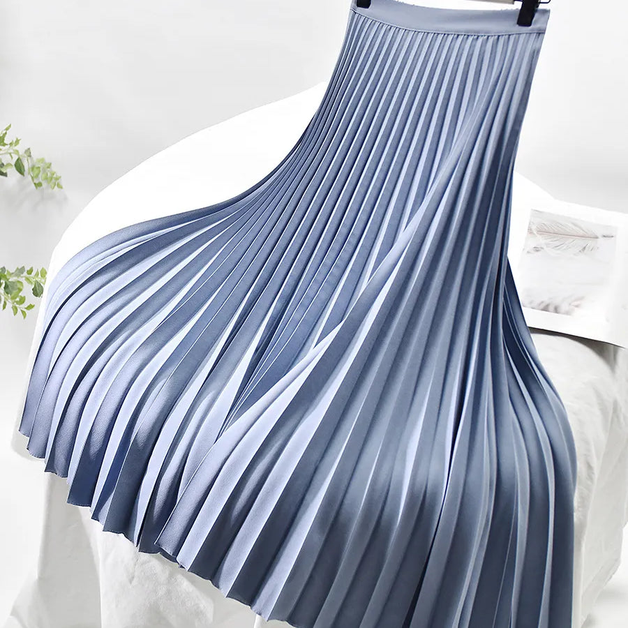 High waist pleated midi skirt in Royal Blue, view 7