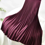 High waist pleated midi skirt in Wine Red, view 8