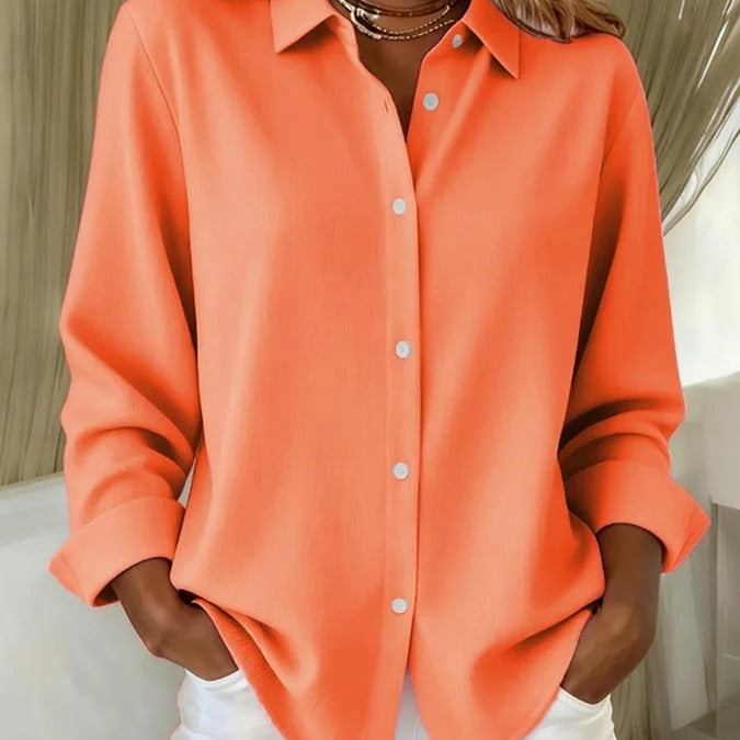 Cecilia elegant button blouse in Orange, view 5