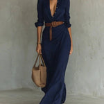 Amira elegant wrap maxi dress in Blue, view 3