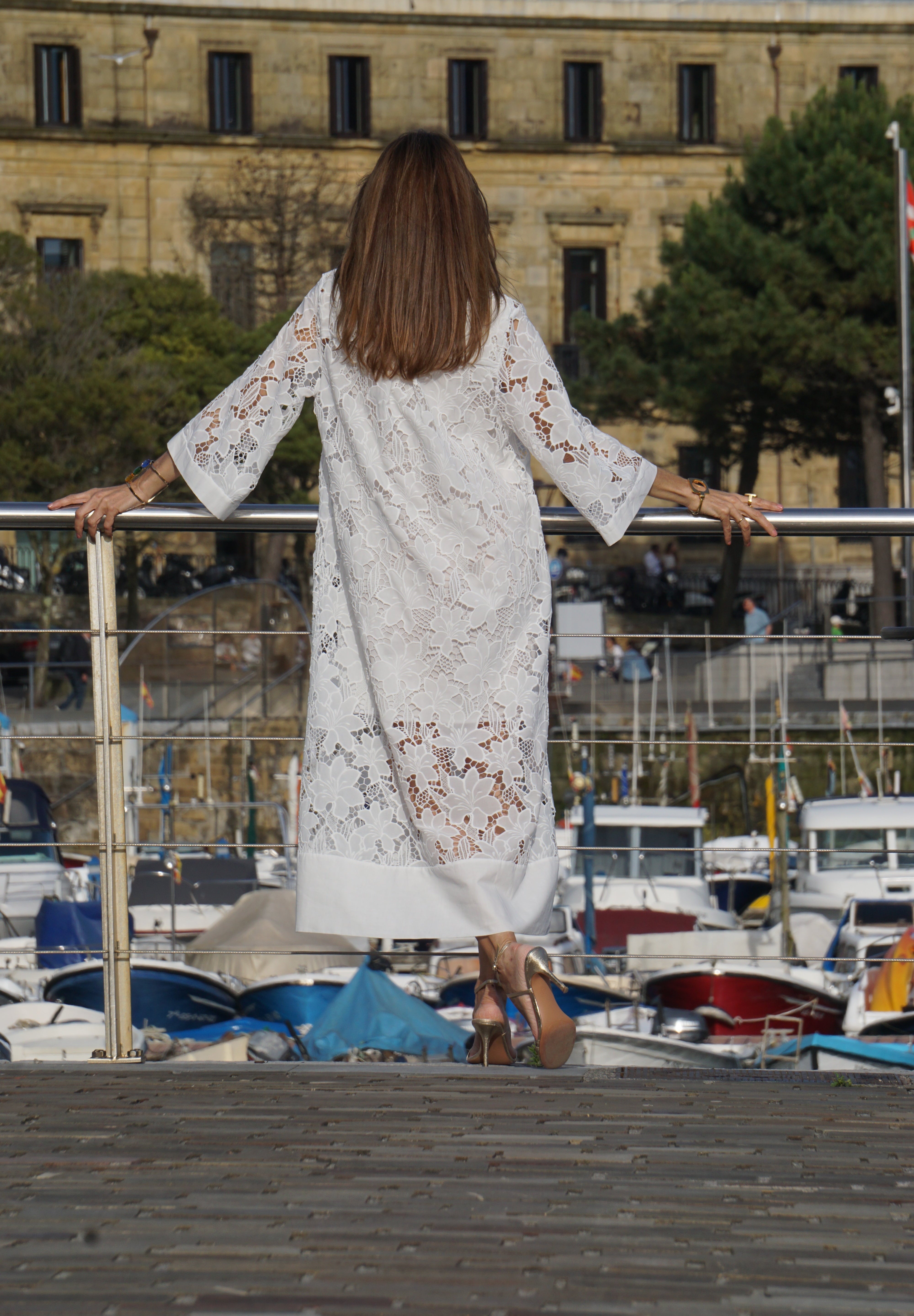Luana white lace summer dress, view 9