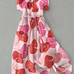 Paula leaf print cotton linen maxi dress in Multicolour, front view