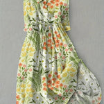 Valentina floral cotton linen maxi dress in Multicolour, front view