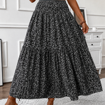 Ditsy floral tiered maxi skirt in Black, view 3