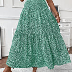 Ditsy floral tiered maxi skirt in Green, view 4