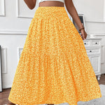 Ditsy floral tiered maxi skirt in Yellow, view 5