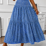 Ditsy floral tiered maxi skirt in Blue, view 6