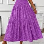 Ditsy floral tiered maxi skirt in Purple, view 7