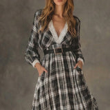 Marisela belted check maxi dress, view 3