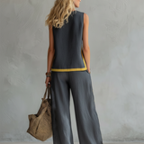 Leila elegant sleeveless trouser set, view 4