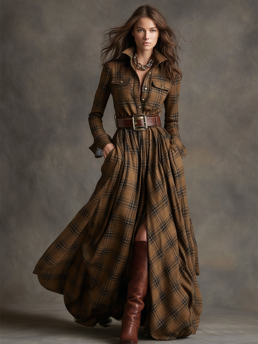 Mandy plaid belted shirt dress, view 14
