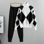Claire diamond knit two-piece set in Black, view 2