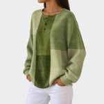 Harriet olive green colour block jumper, view 2