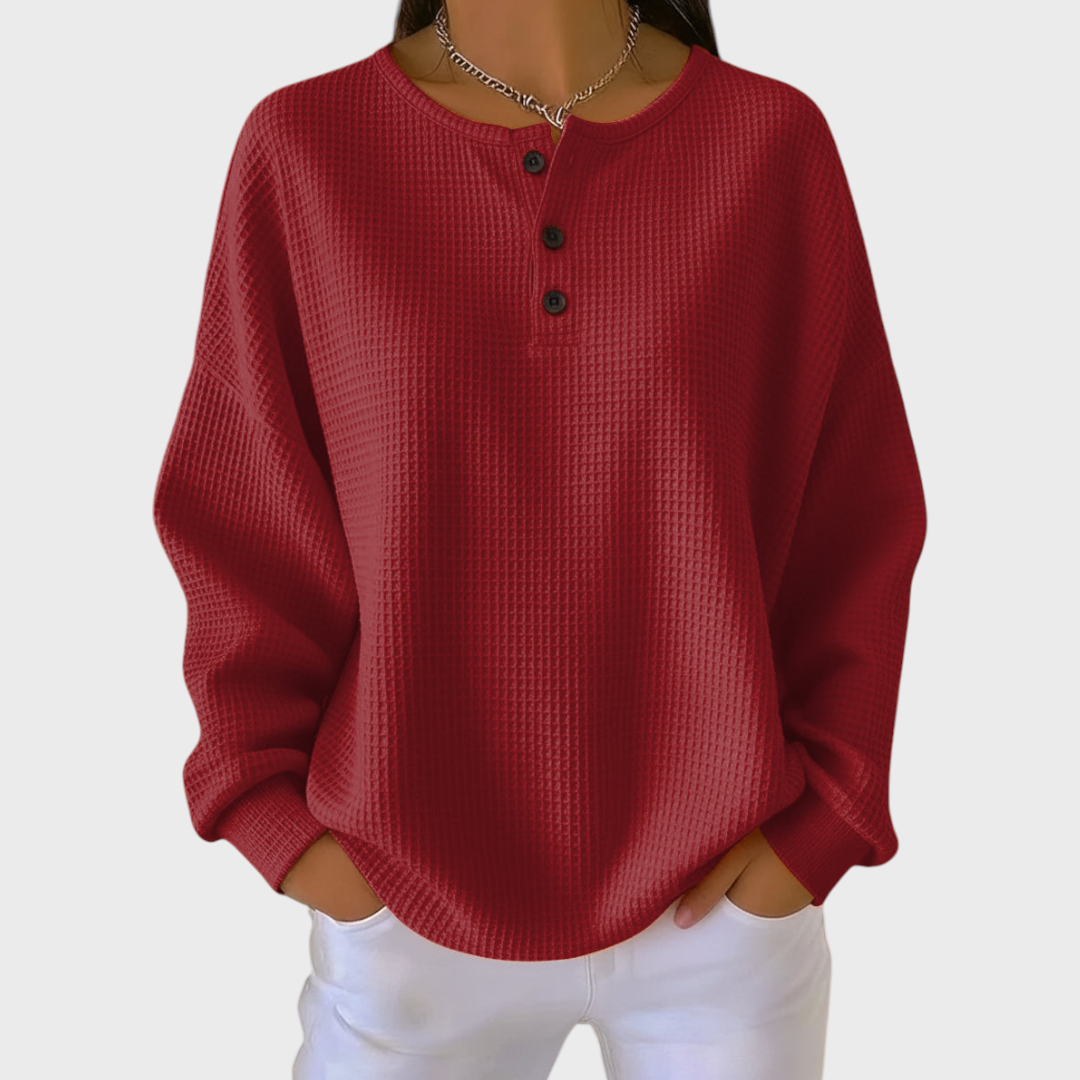 Elsie waffle knit jumper in Red, view 5