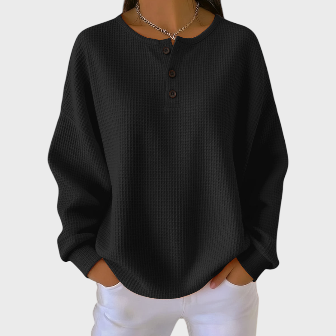 Elsie waffle knit jumper in Black, view 7