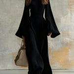 Selene flared sleeve evening dress in Black, view 2