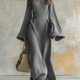 Selene flared sleeve evening dress in Grey, view 6