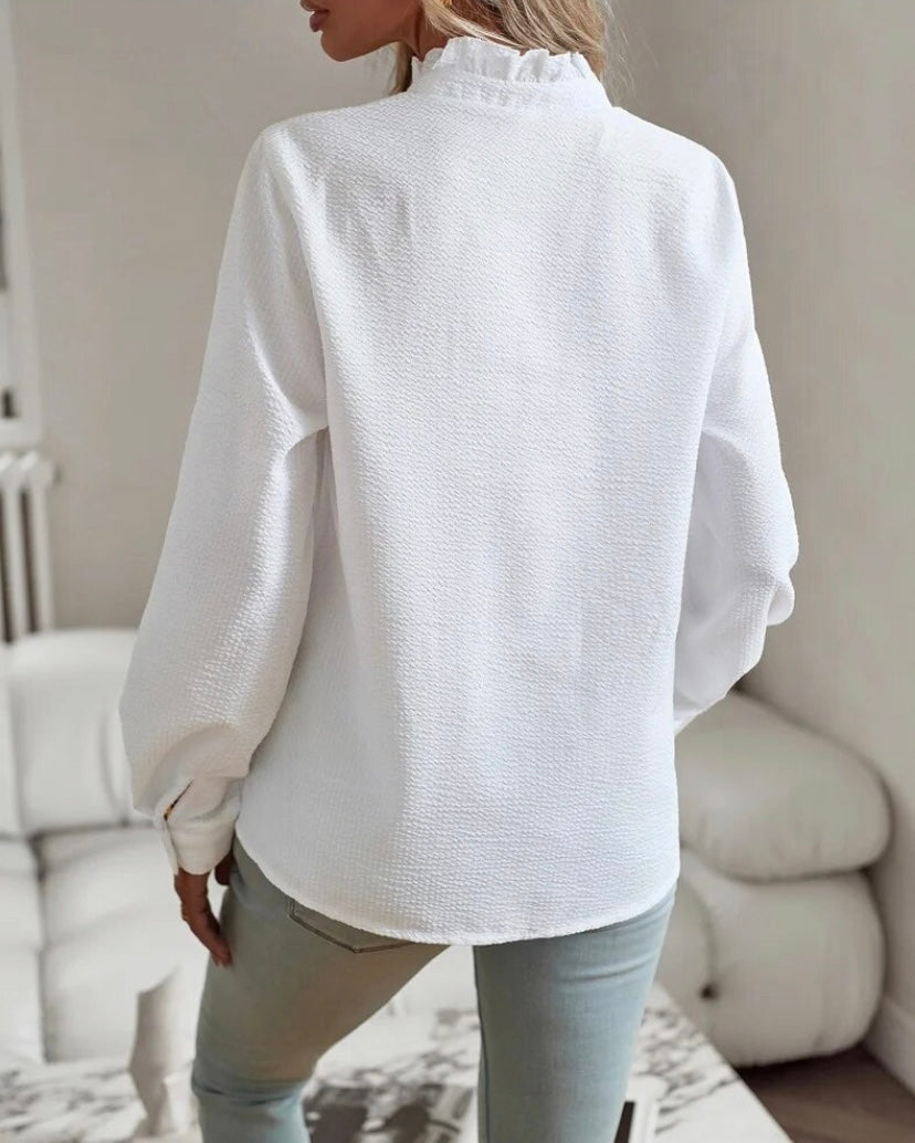 Quinn ruffle front blouse, view 7