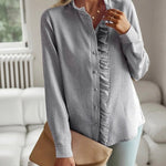 Quinn ruffle front blouse, view 9