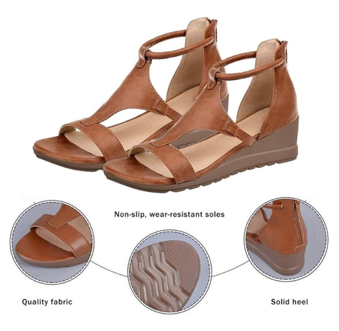 Amara Refined Strap Wedge Sandals, view 6